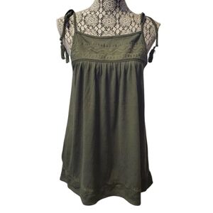 NWOT Indigo Thread Co. Women's Embroidered Tassel Boho Tank Top L